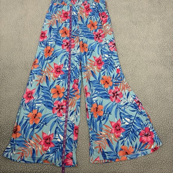 Lascana VS Womens Jumpsuit Faux Wrap Floral sz 10 Wide Leg Tropical bloomcore - Picture 12 of 16